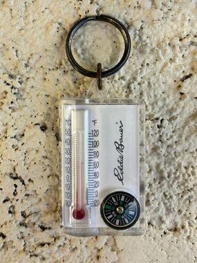 1980’s Eddie Bauer Thermometer & Compass Keychain Zipper Pull